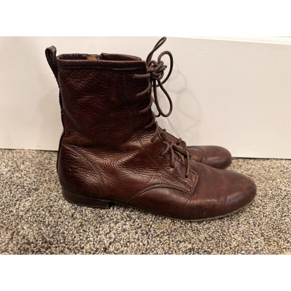 Frye Ladies Jillian Brown Lace Up Boots Size 8.5 - Picture 1 of 7
